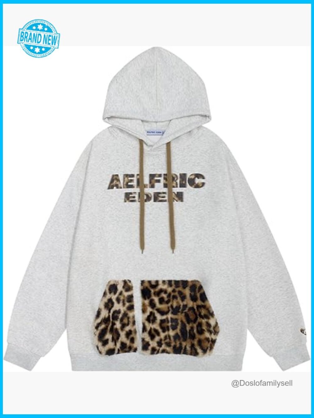 Oversized Hoodie Leopard Letter Print Y2K Vintage Loose Fit Sweatshirt